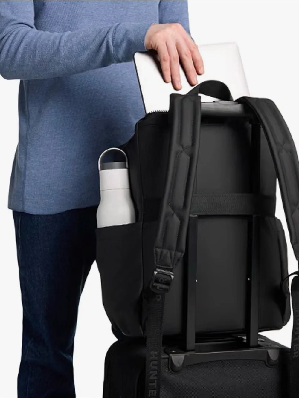 Hunter Black Backpack with Red Zipper Accent